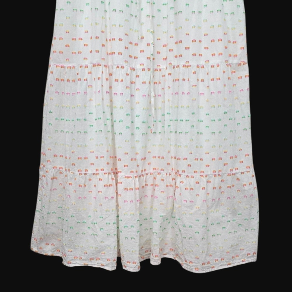 Draper James Rainbow Dot Tiered Midi Dress White Flutter Sleeves Pockets - Picture 6 of 15